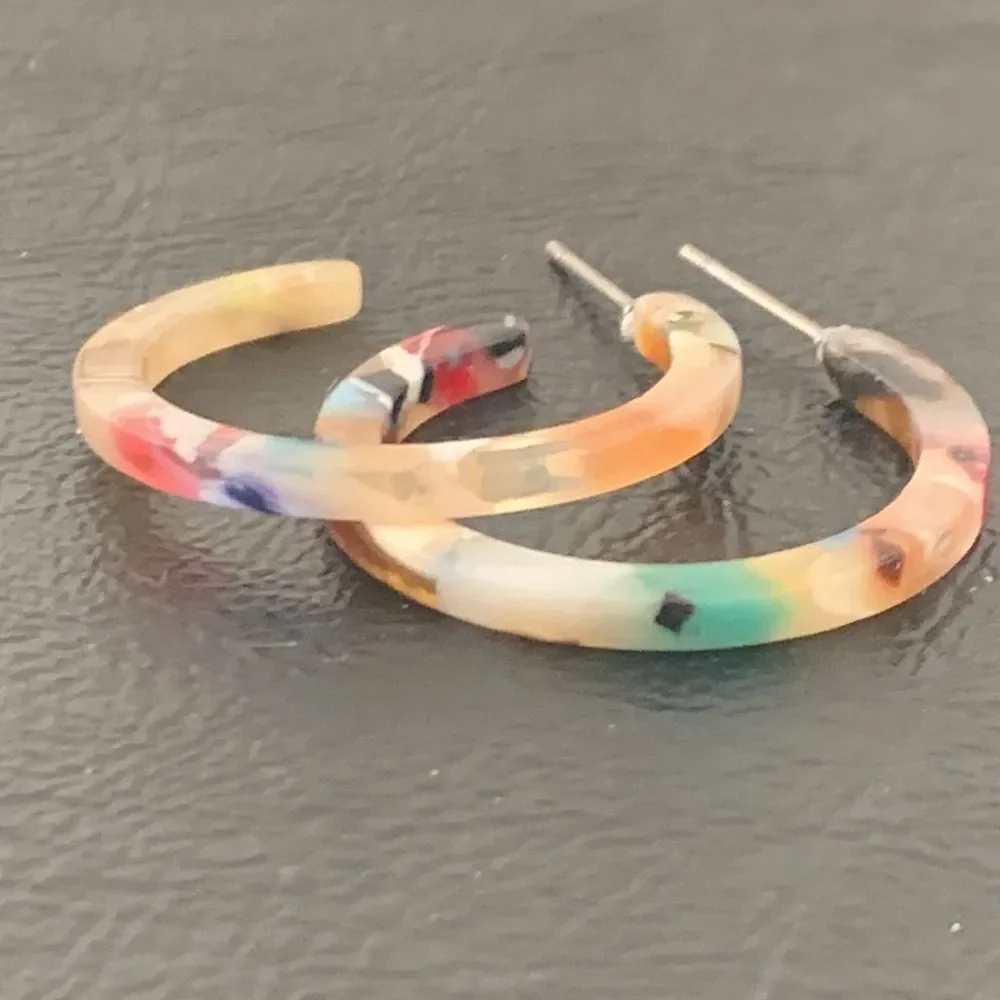 Marbleized Multicolor Acetate Hoop Earrings